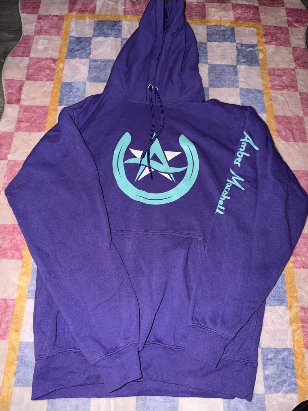 Amber Marshall Purple Hoodie with Teal Logo